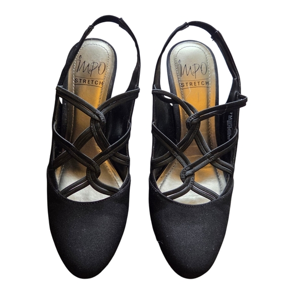 Impo Black Heels Sleek Strappy Design Size 7 - Picture 1 of 5
